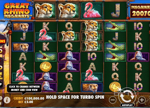  Great Rhino Megaways Present To You Cascading Reels, Multipliers, Wilds,  Scatters Symbols And  Free Spins.
