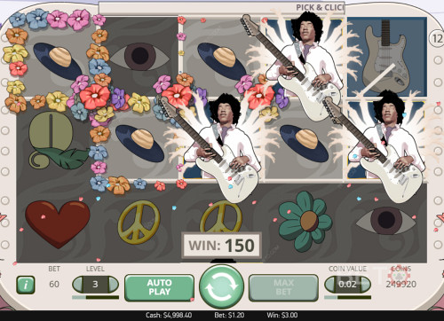 Three Jimi Hendrix Scatters On The Reels Trigger Pick And Click Game
