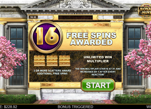 Free Spins Awarded In Royal Mint Megaways