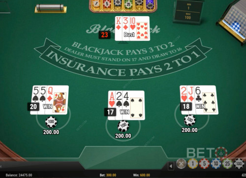 Playing Three Hands In European Blackjack Multi-Hand Card Game
