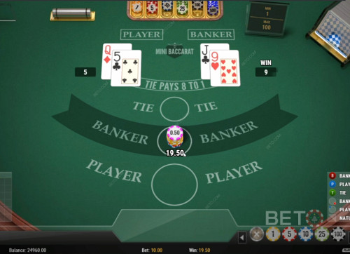 Betting On Banker In Mini Baccarat Casino Game