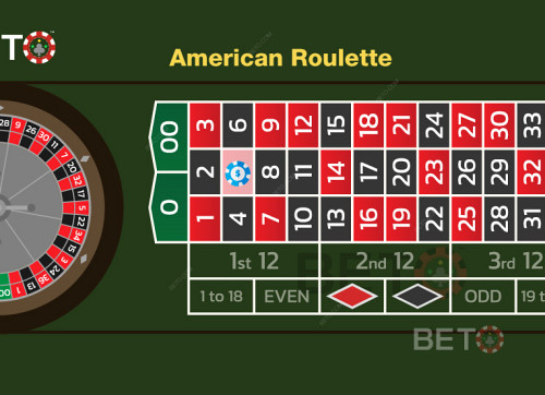Bet Placeret På Enkelt Nummer 5 I Amerikansk Roulette. En Inside Betting-Mulighed.