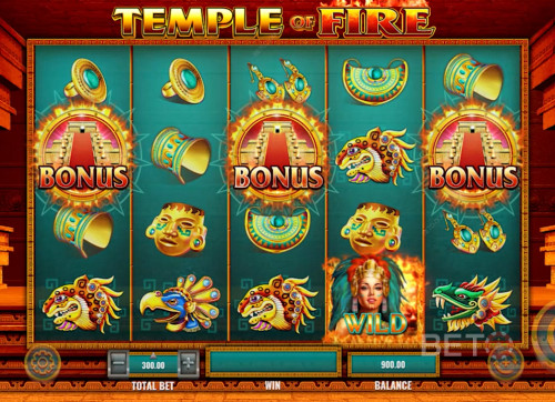 Land Three Scatters And Enter Free Spins In Temple Of Fire Slot