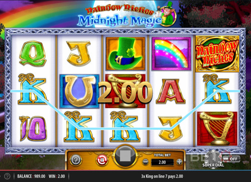 10 Different Active Paylines In Rainbow Riches Midnight Magic