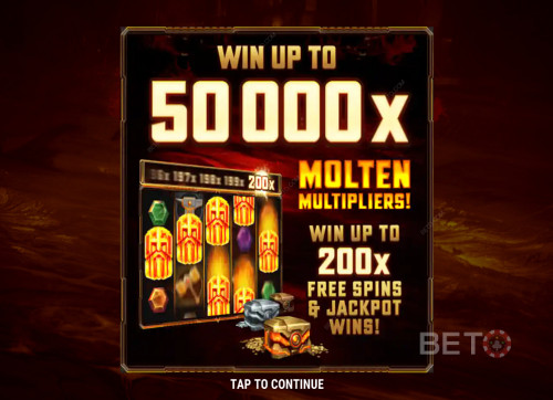 Fire Forge's Intro Screen Showing The 50,000X Jackpot