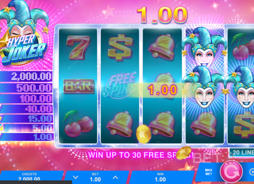 Play Free Spins With Multipliers On Hitting Three Bonus Symbols Or Land Nine Jokers To Win The Top Prize - 120,000 Coins