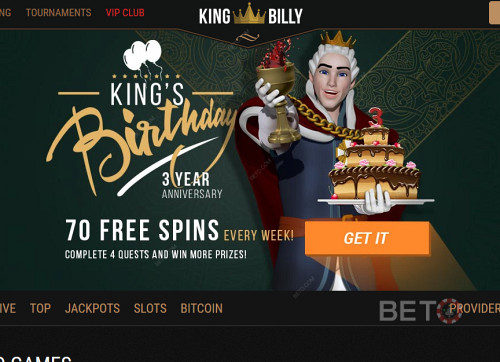 Get Special Bonuses And Free Spins At King Billy Casino