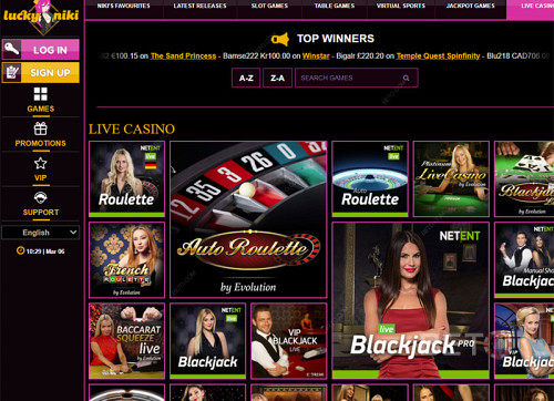 Play Live Casino At Lucky Niki Casino