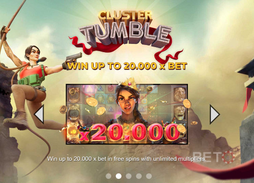 Vind Op Til 20.000X Indsatsen På Cluster Tumble Online Spillemaskinen