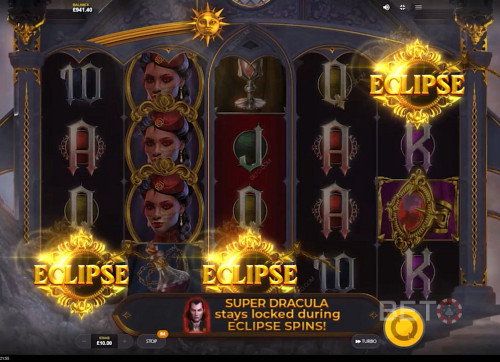 Land 3 Eclipse Symbols Or Scatters To Trigger 7 Free Spins In Dracula Awakening Slot