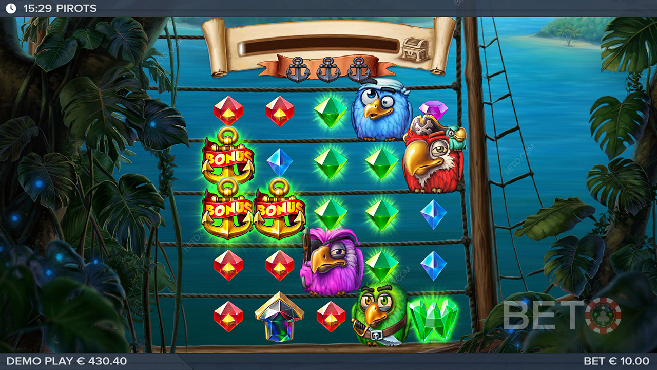 Collecting 3 bonus symbols triggers the Free Drops game round