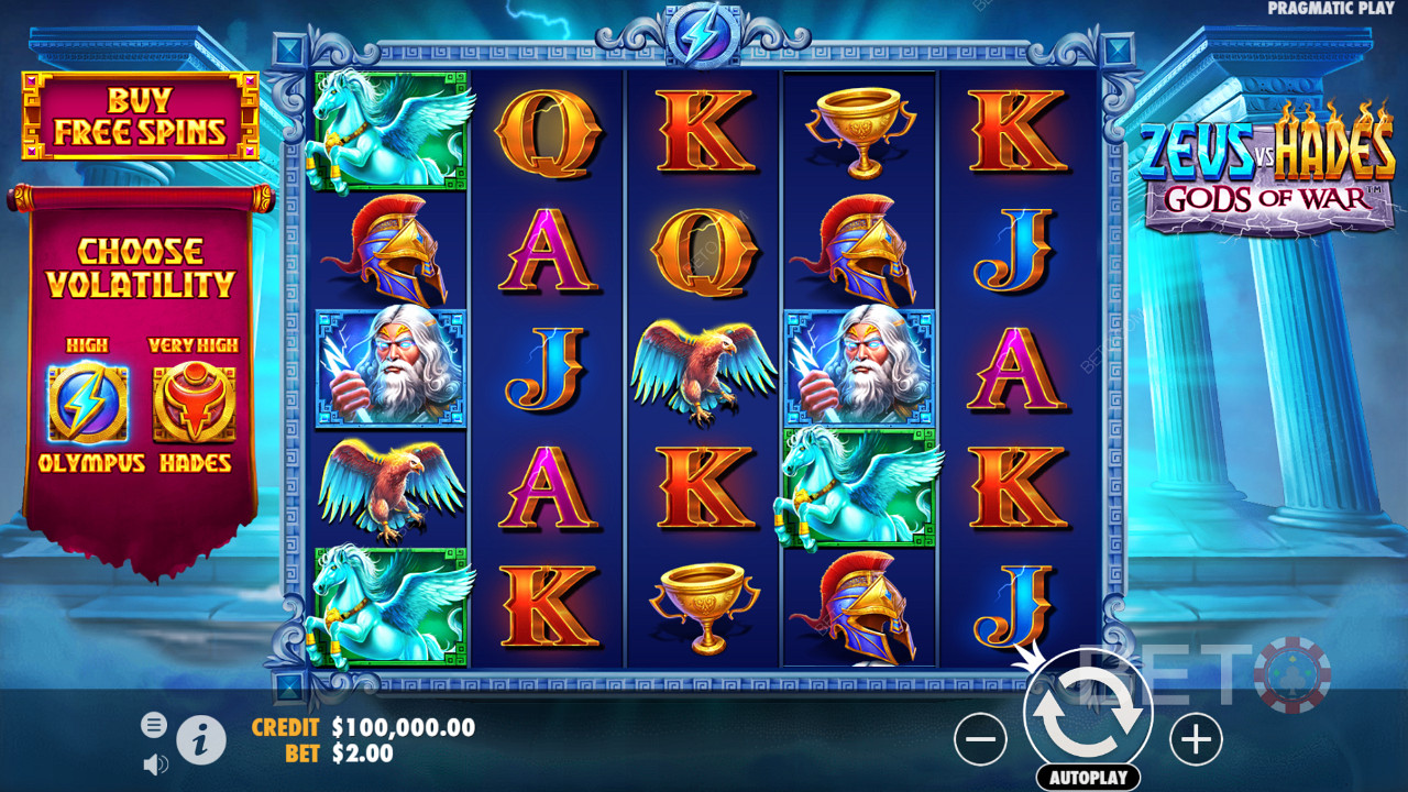 Win 15,000x of Your bet in the Zeus vs Hades - Gods of War Slot Machine!