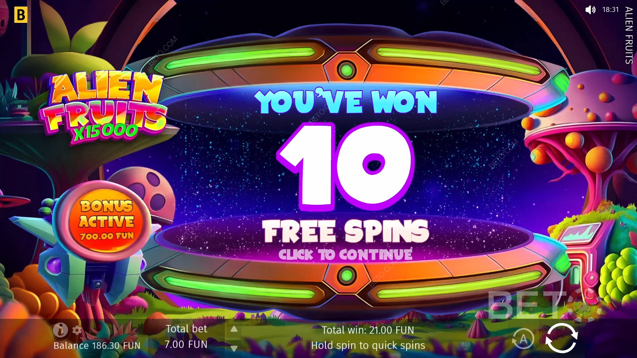 Win 15,000x Your bet in the Alien Fruits Slot Online!