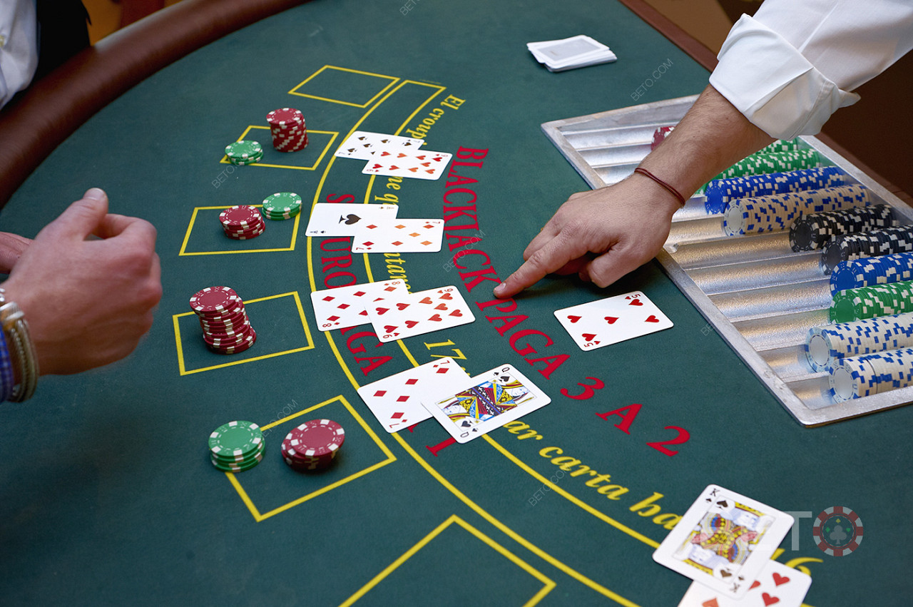 Live blackjack table with several players
