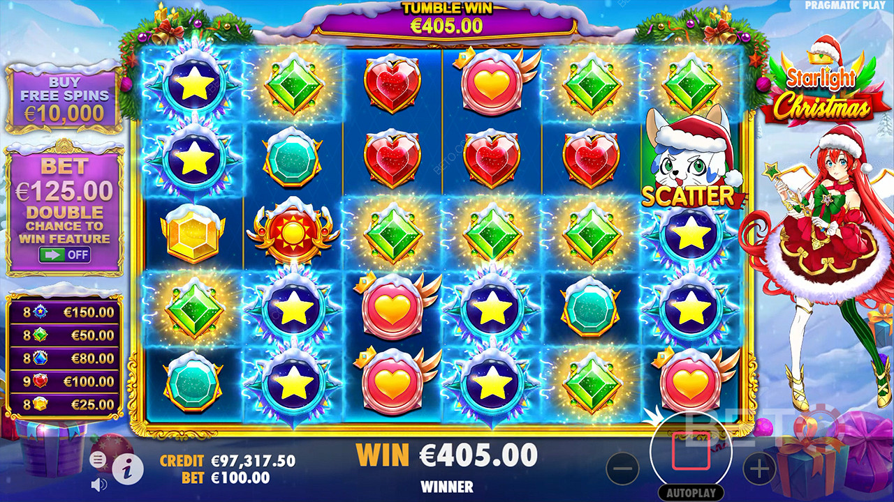 Land a certain number of symbols and win easily in the Starlight Christmas slot
