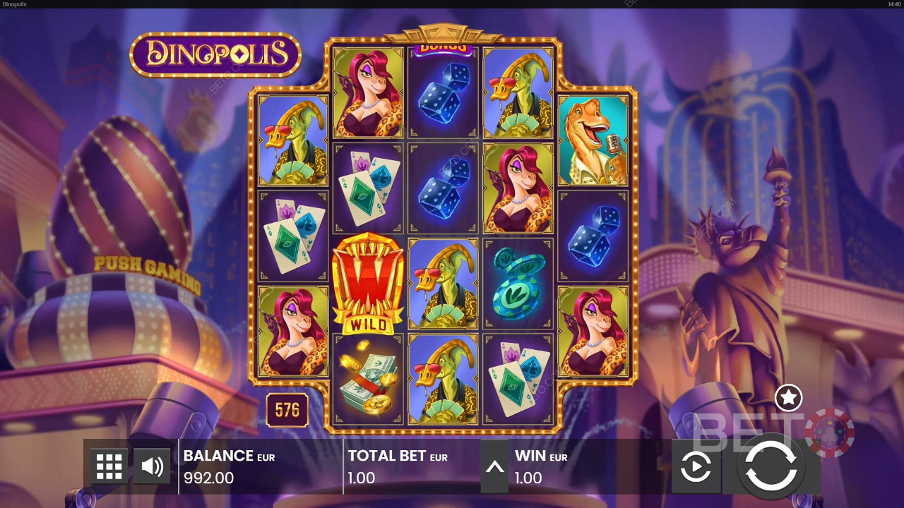 Enjoy a unique layout with several ways to win in the Dinopolis online slot