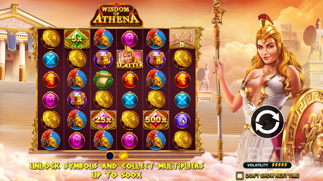Massive Multipliers are seen in the Wisdom of Athena online slot