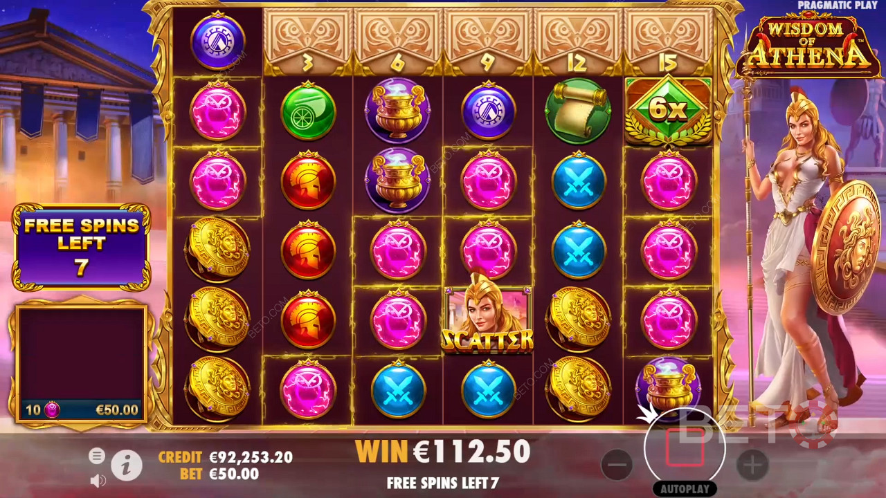 Wisdom of Athena Free Spins have a persistent Win Multiplier