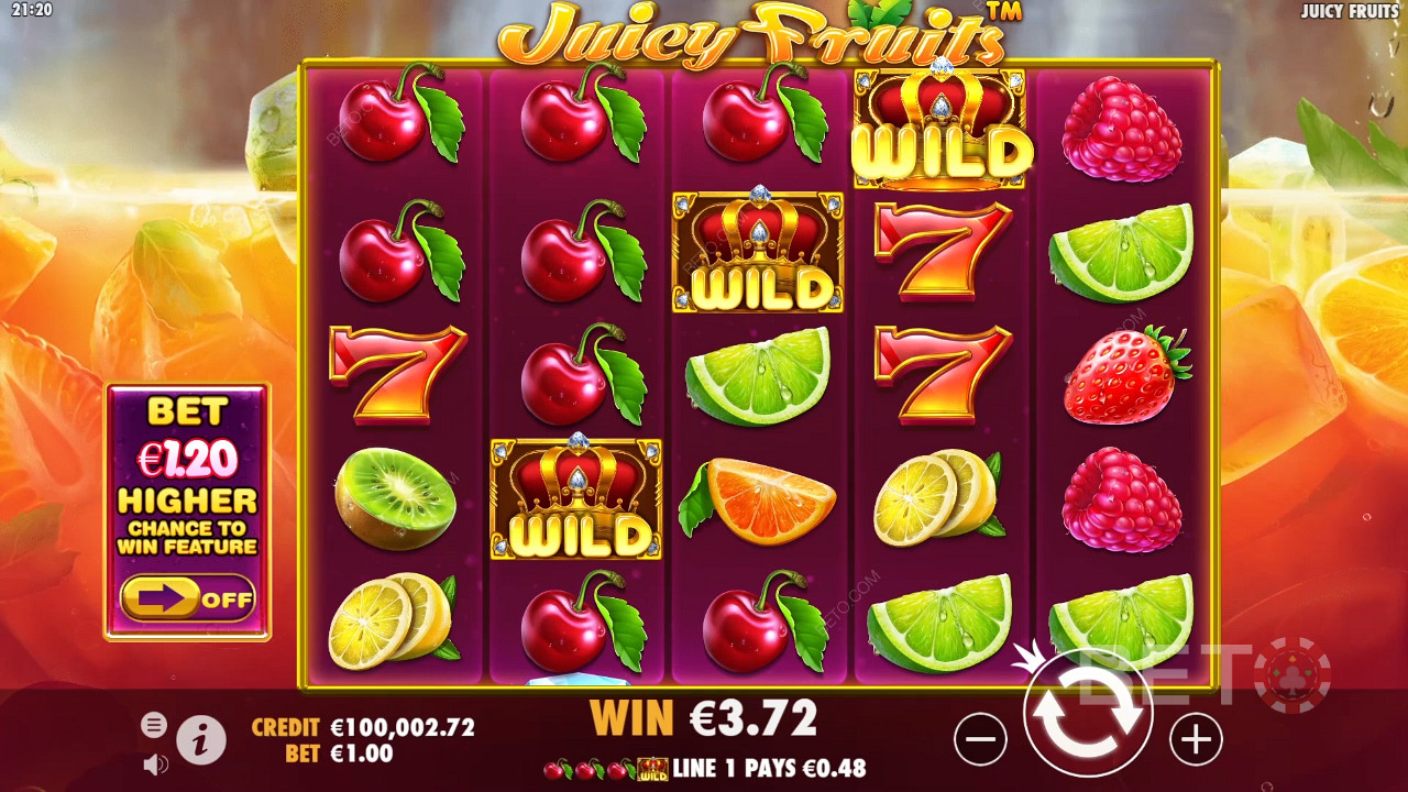 The Wild symbol plays the most important role in the Juicy Fruits slot