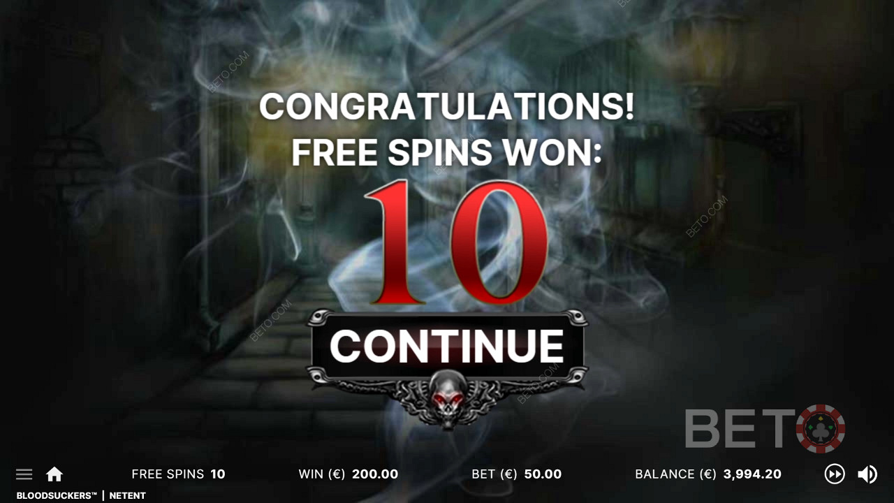 Win 10 Free Spins after landing 3 or more Scatter symbols