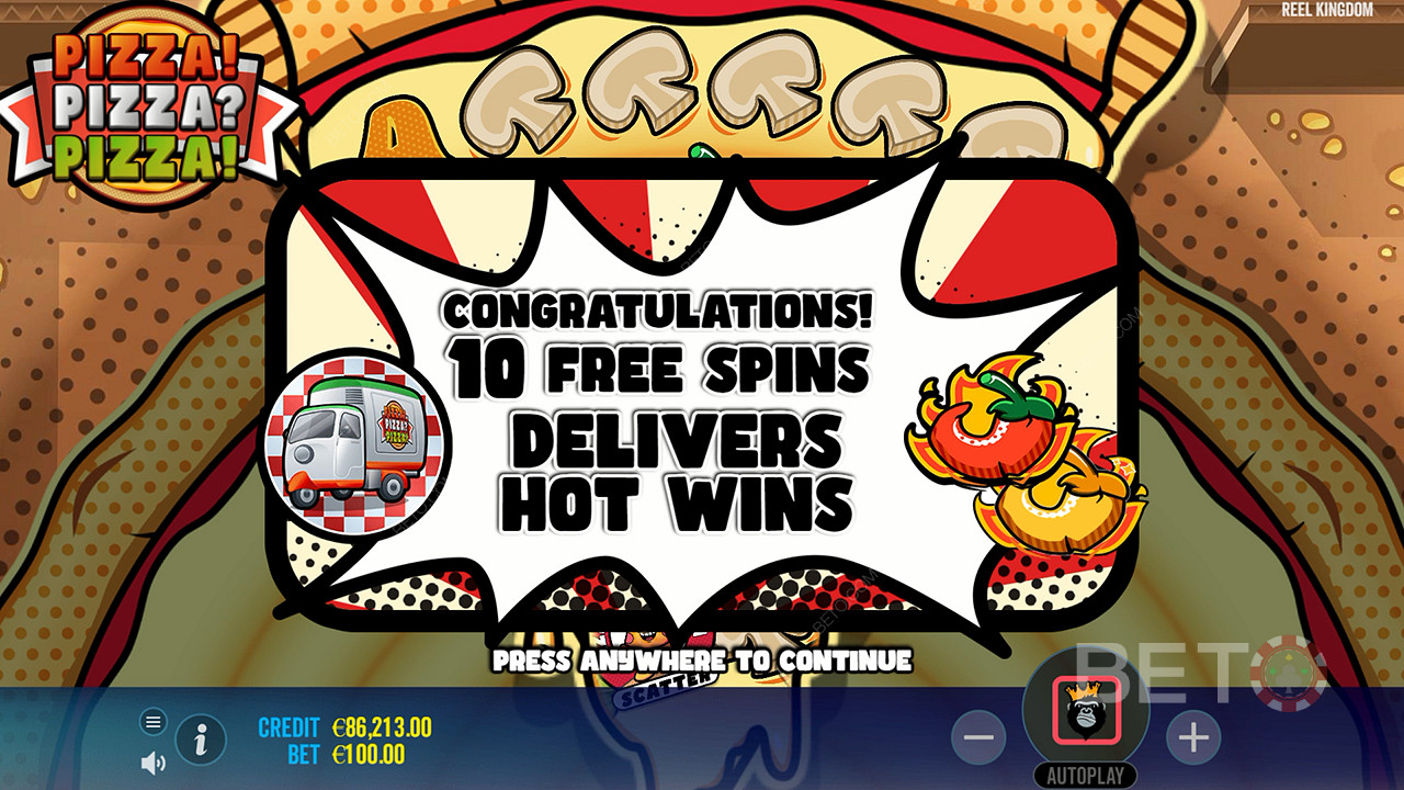 Enjoy 10 to 20 Free Spins that can also be retriggered
