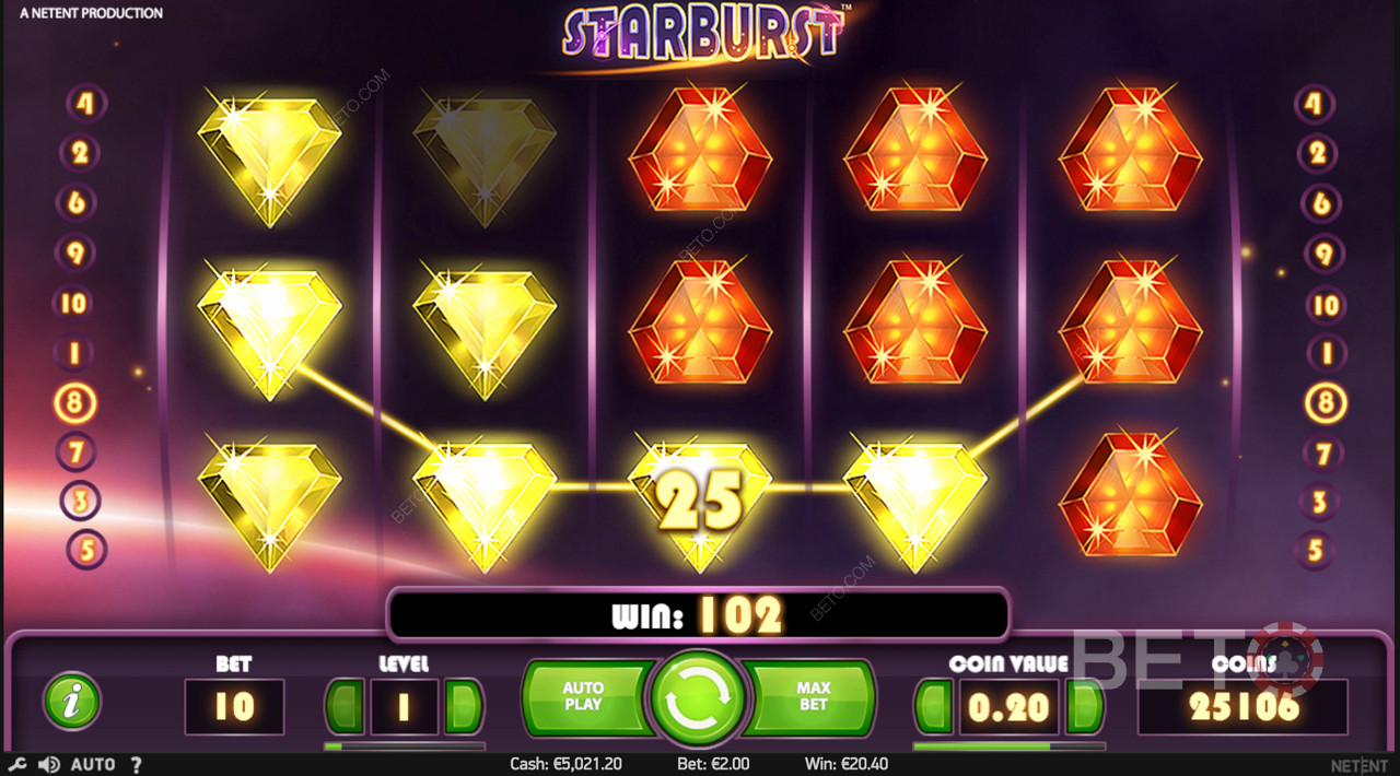 Wild colorful and sparkling combinations and prizes in Starburst
