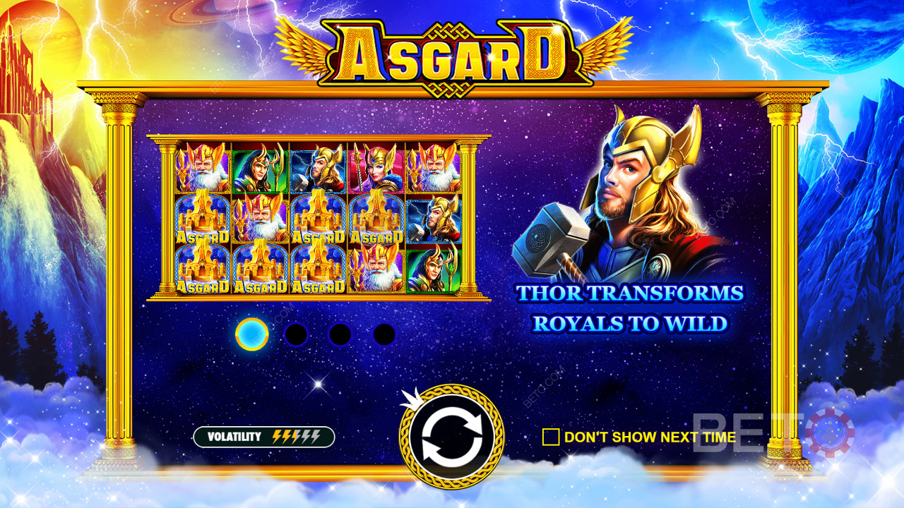 Enjoy many fun features and a medium variance in the Asgard slot machine