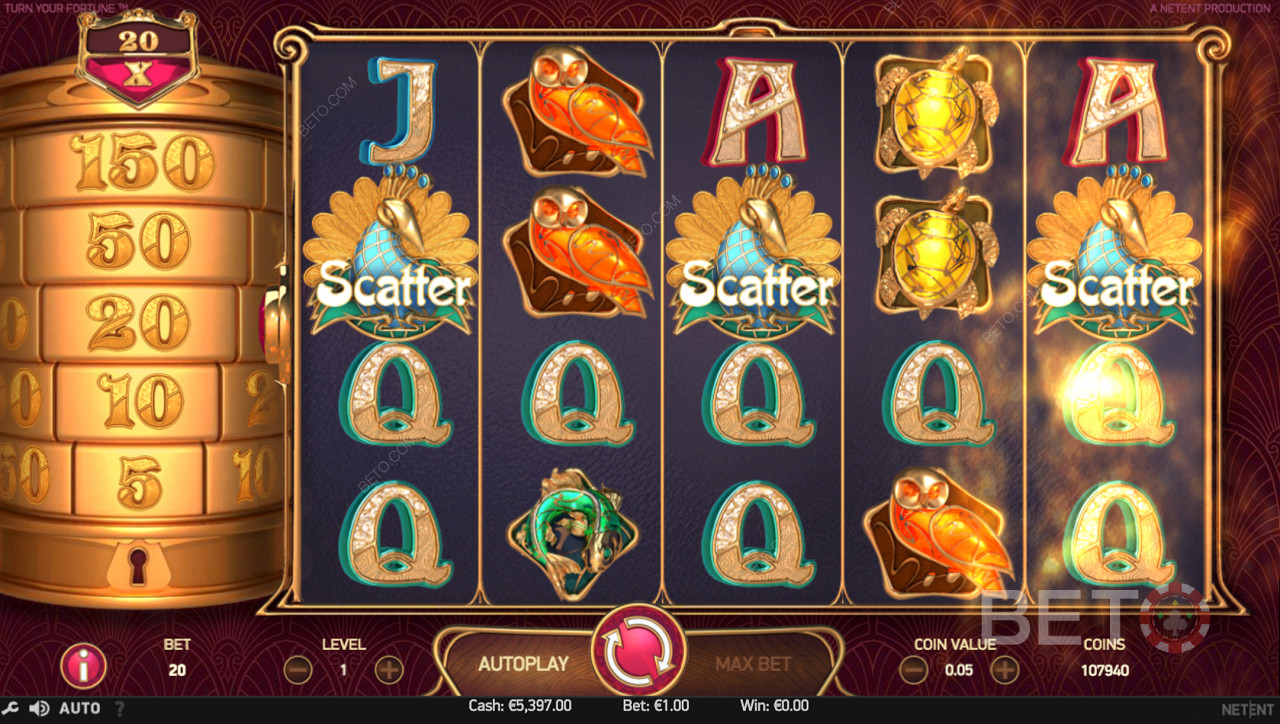 Landing Three Scatter Symbols and getting Free Spins in Turn Your Fortune