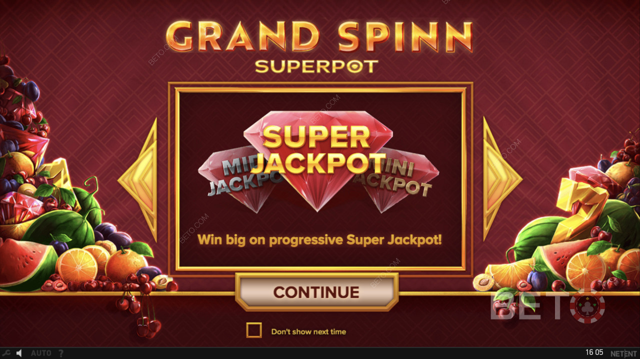 The Progressive Super Jackpot is triggered in the Grand Spinn Superpot