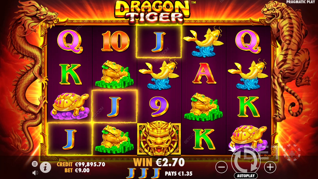 Enjoy 1,024 ways to win in the Dragon Tiger slot machine