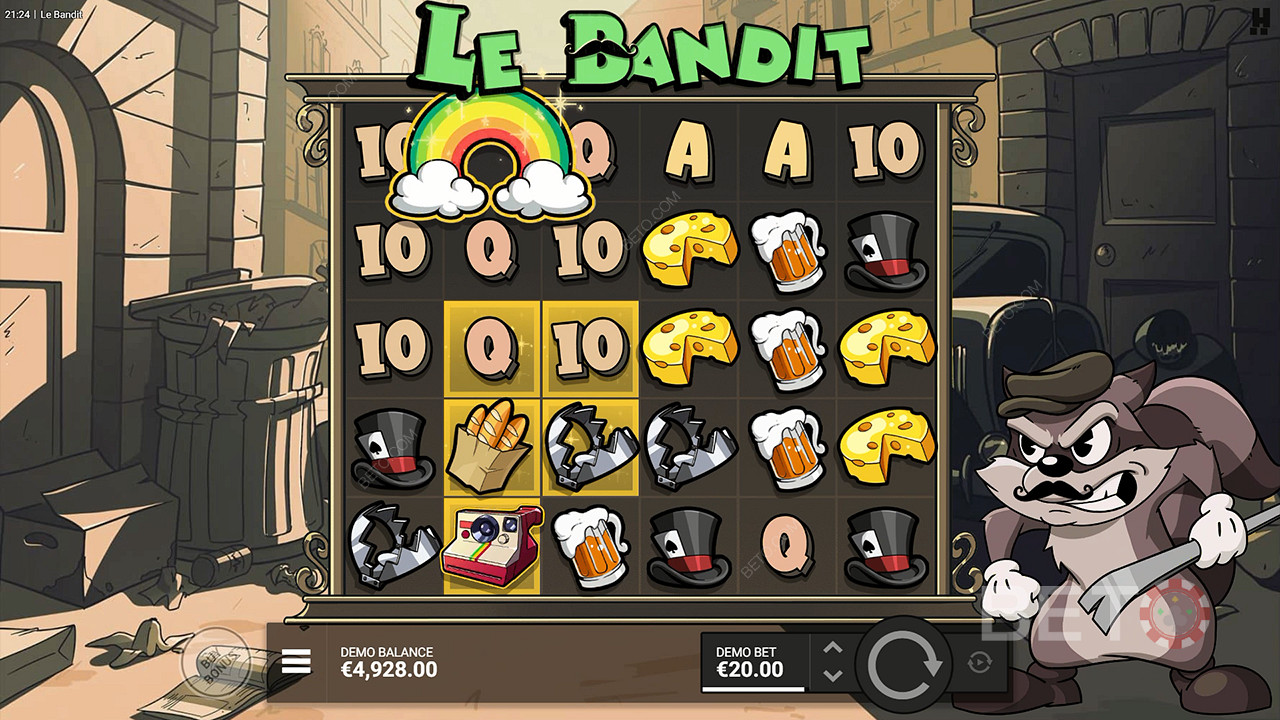 The Rainbow symbol activates all Golden Squares in the Le Bandit slot machine