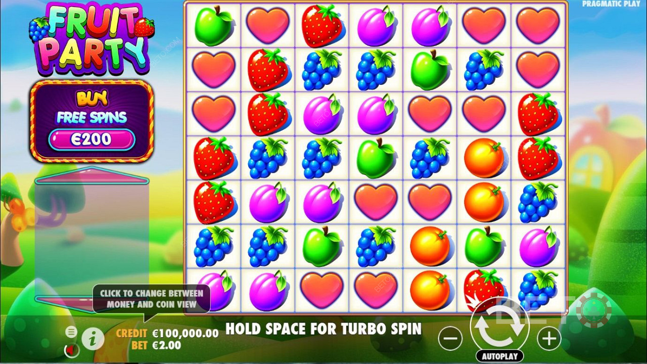 Clean game design of Fruit Party slot