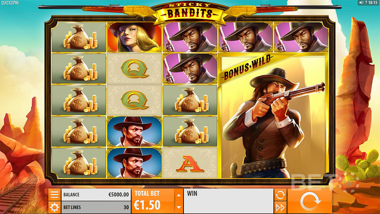 Keep an eye out for the Massive Wilds in the Sticky Bandits online slot