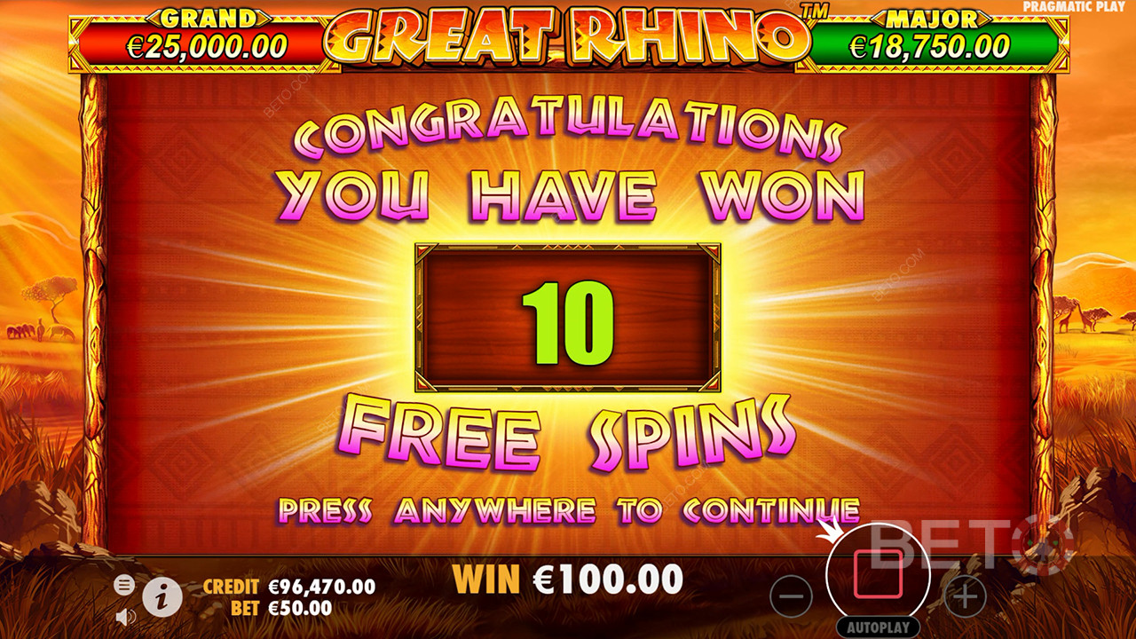 Win 500x Your bet in the Great Rhino Online Slot!