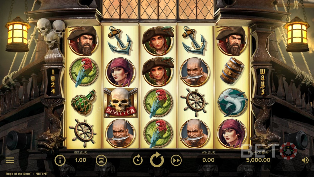 Pirate themed symbols in Rage of the Seas 