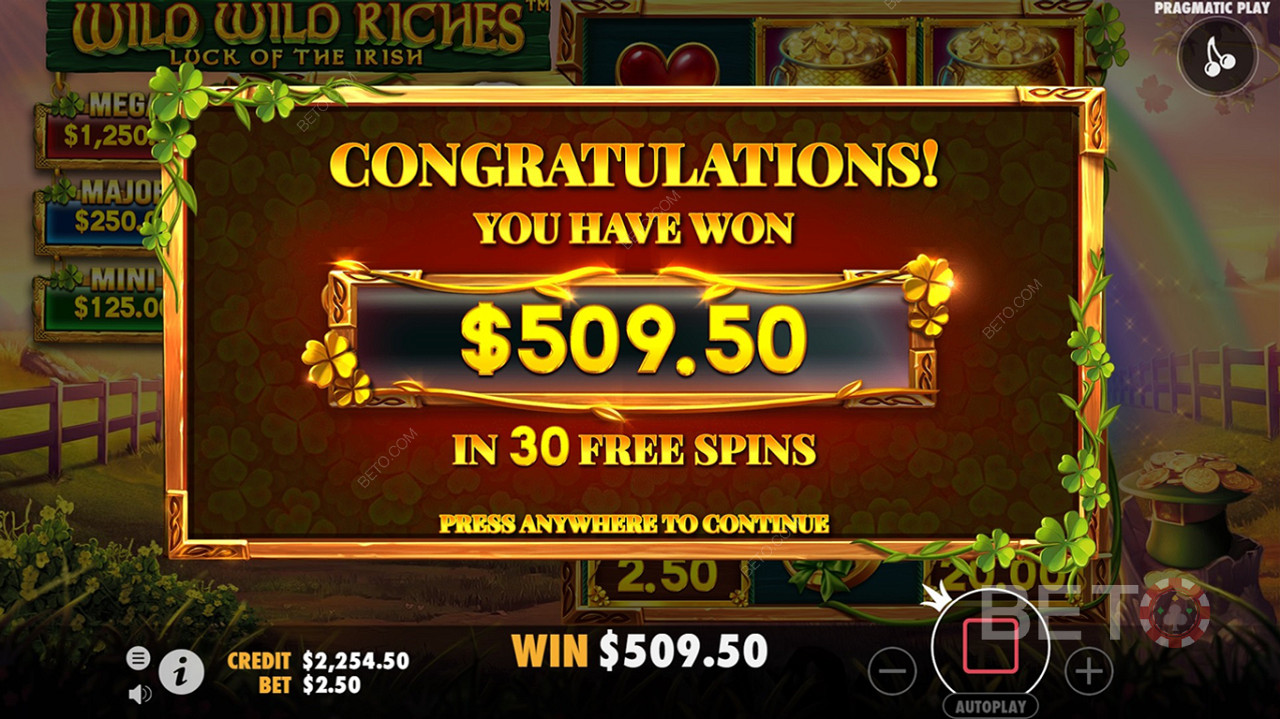 Wild Wild Riches  - You can bet a a maximum amount of €125 per spin