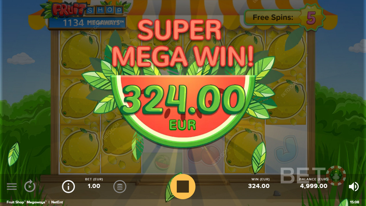 Hitting the sought-after Super Mega Win in Fruit Shop Megaways