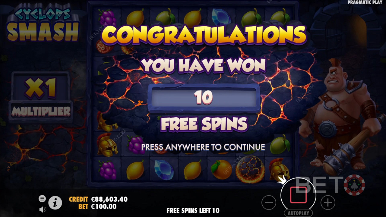 Win 10 to 16 Free Spins after landing 4 or more Scatter symbols