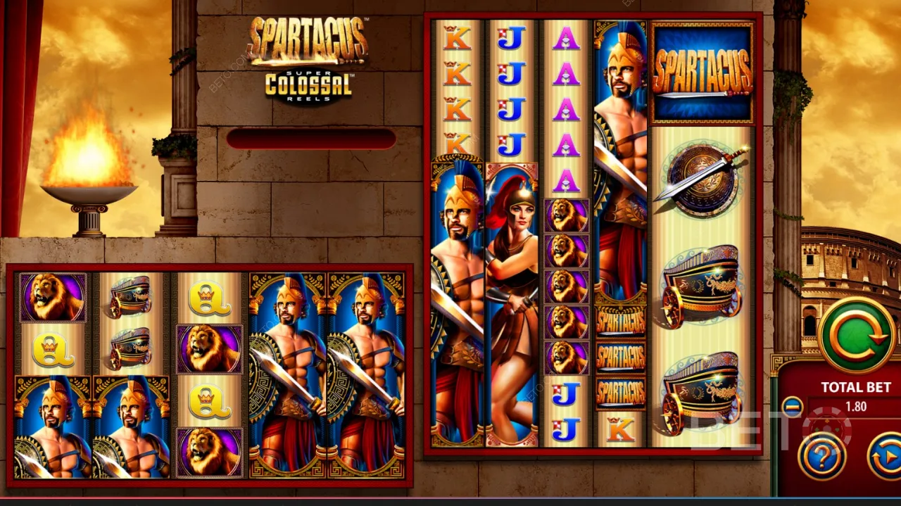 Video Gameplay from Spartacus Super Colossal Reels Slot Machine!