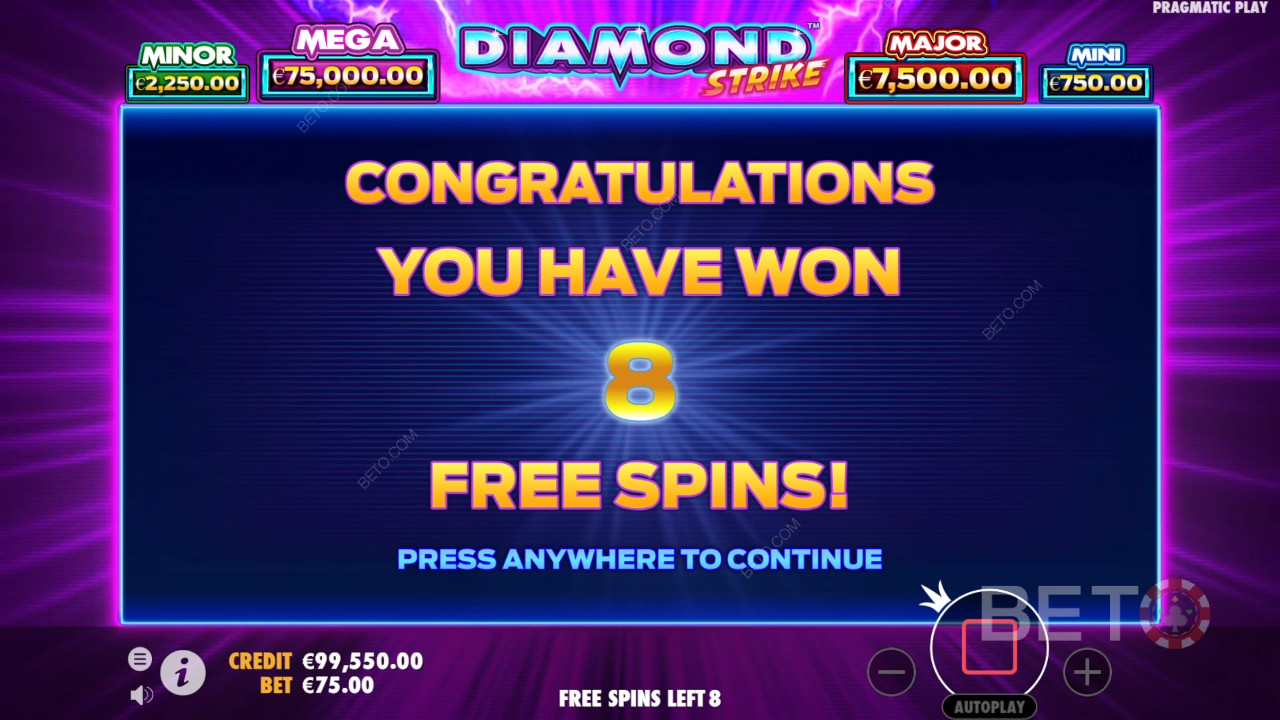 Win 1,000x Your bet in the Diamond Strike Slot Machine!