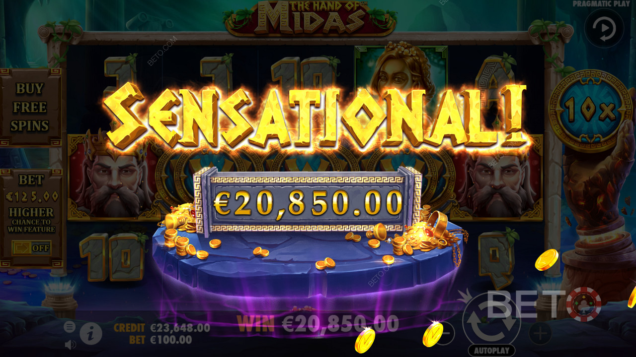 Sensational win in the Hand of Midas Online Slot