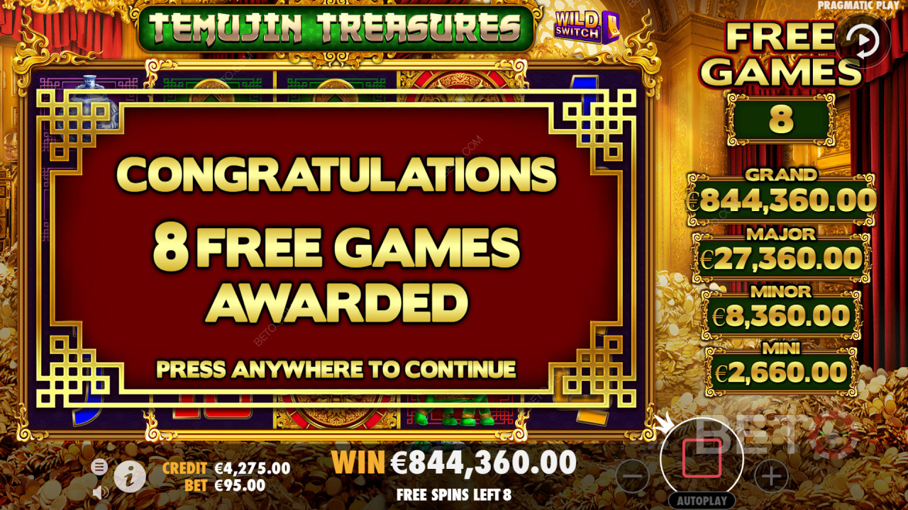 Bonus features such as Lucky Wheel can win you free spins in Temujin Treasures