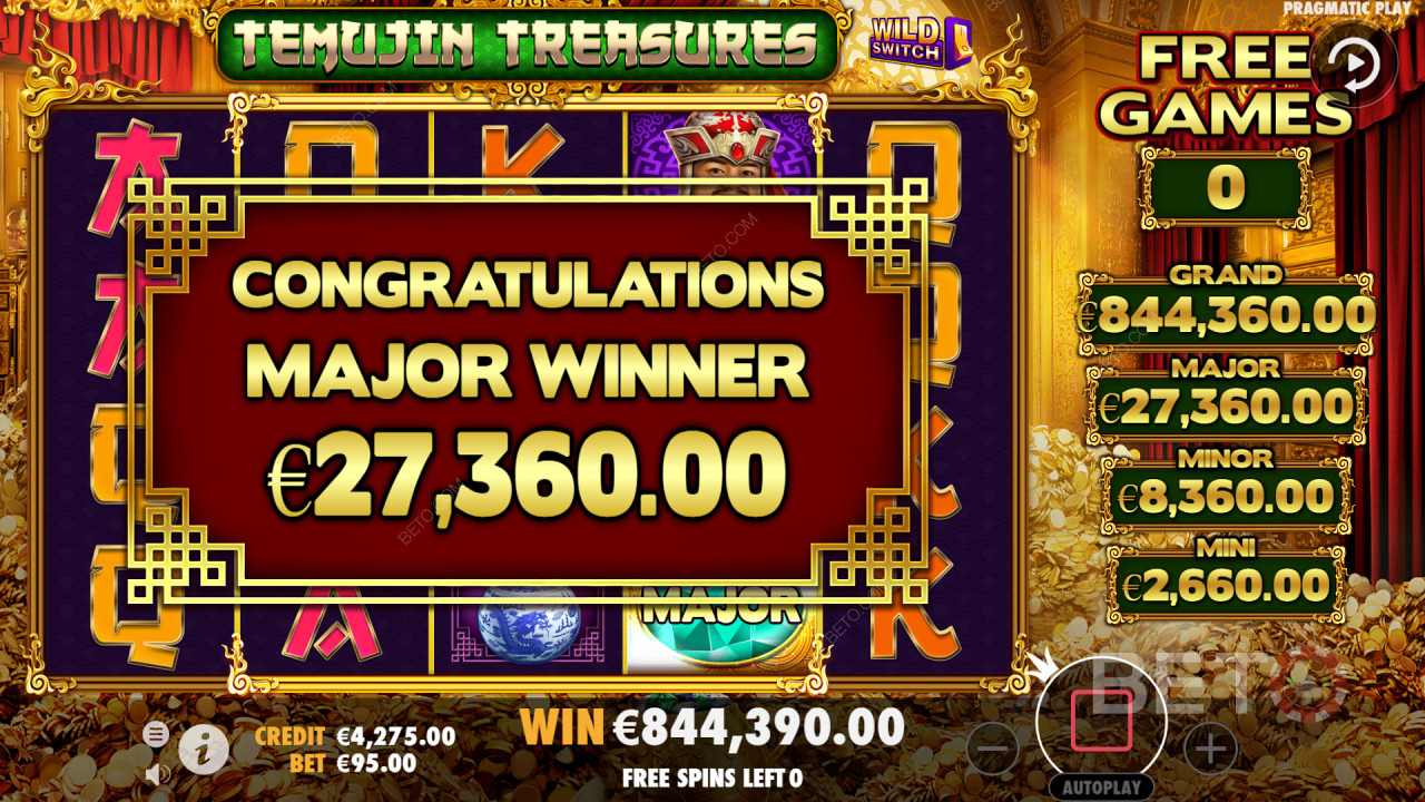 Temujin Treasures includes 4 high paying jackpots