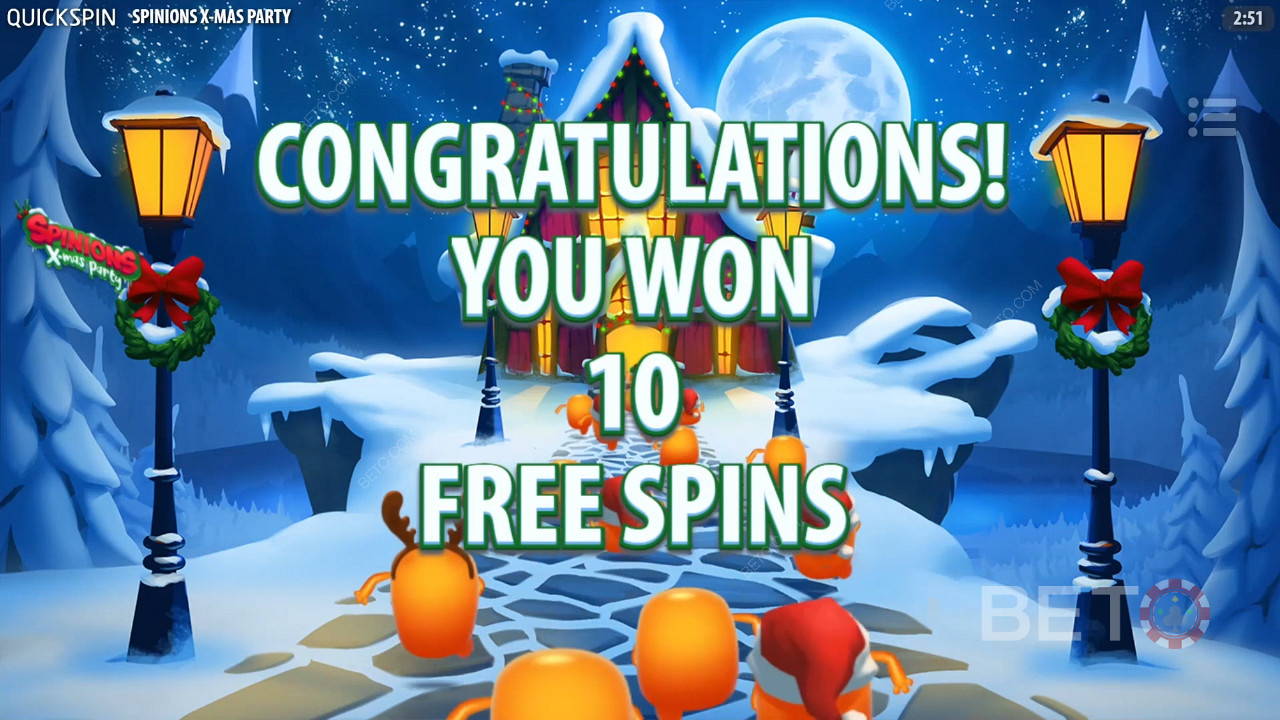 Win 10 Free Spins after landing 3 Scatter symbols