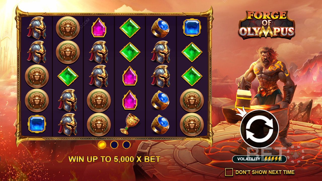Win up to 5,000x of your stake in the Forge of Olympus slot
