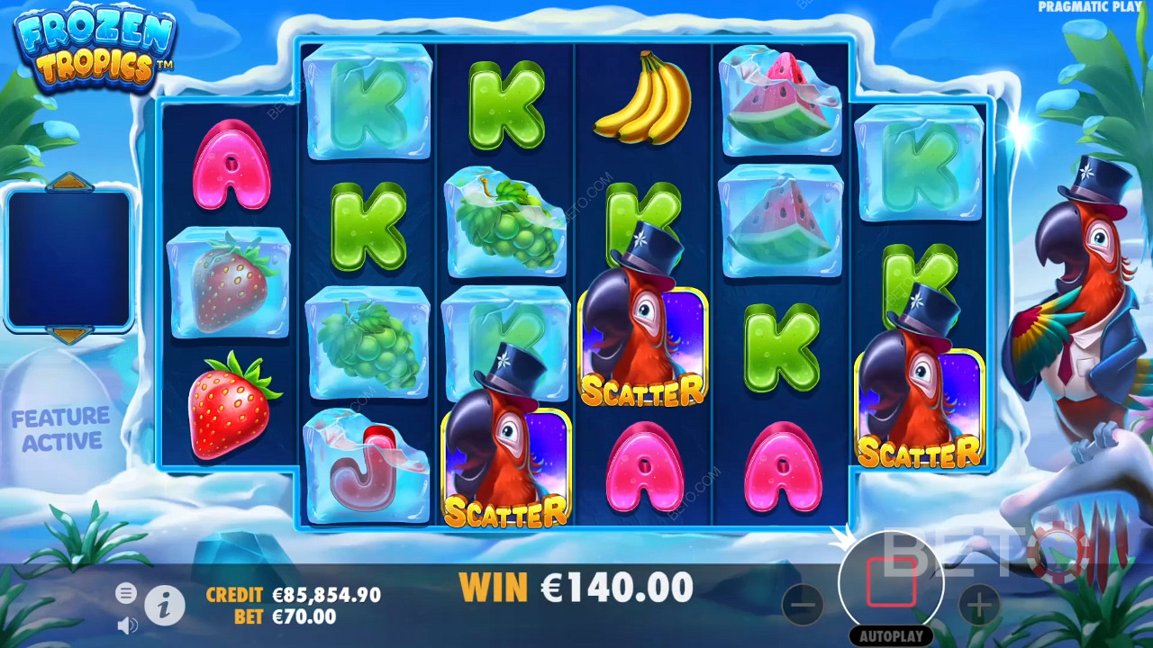 3 Scatter symbols are enough to trigger Free Spins in Frozen Tropics online slot