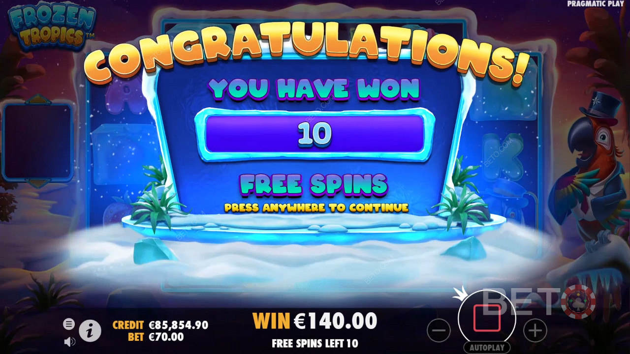 Win 10 Free Spins where the Win Multiplier won’t reset