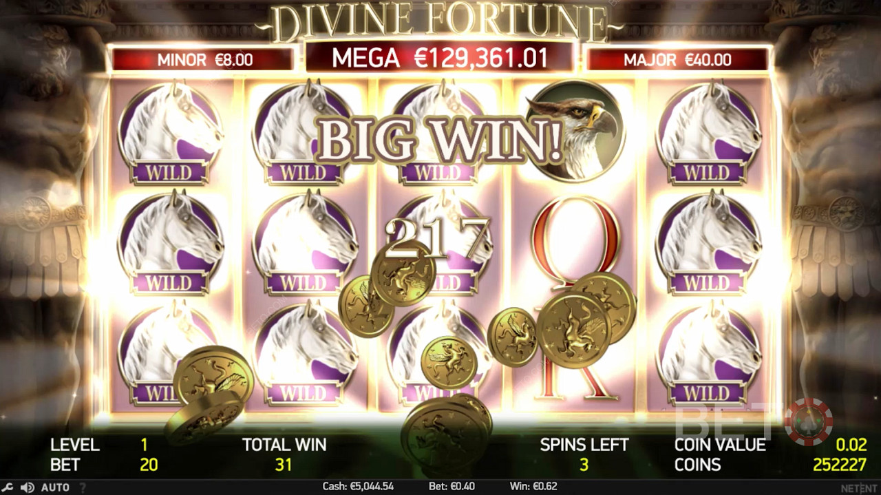 Hitting a big win in Divine Fortune
