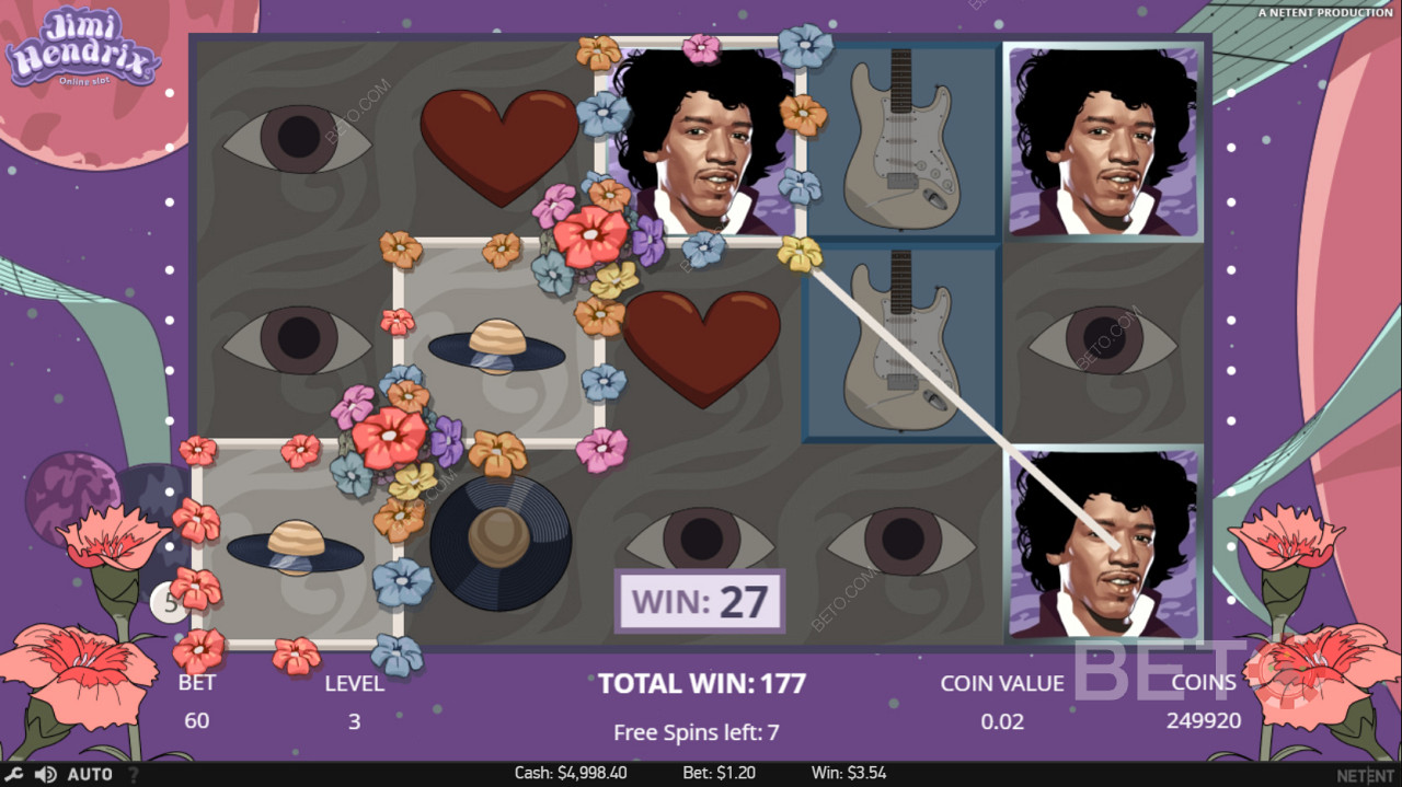 Jimi Hendrix Wild-symbolet bruges til at skabe en vindende kombination