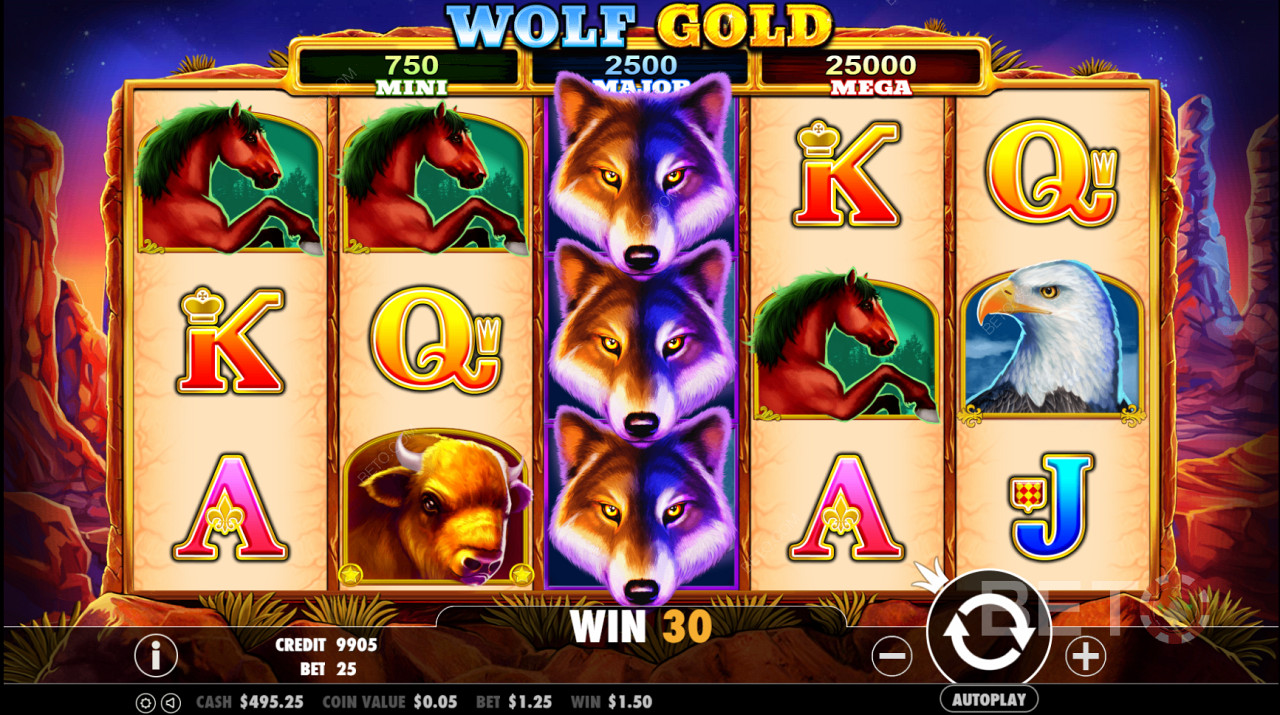 Wolf Gold er visuel  flot spillemaskine oplevelse.
